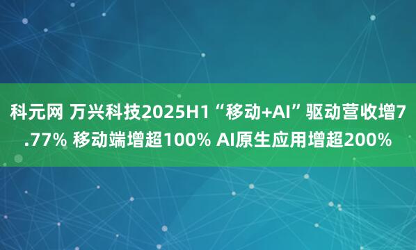 科元网 万兴科技2025H1“移动+AI”驱动营收增7.77% 移动端增超100% AI原生应用增超200%