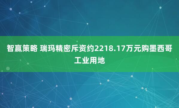智赢策略 瑞玛精密斥资约2218.17万元购墨西哥工业用地